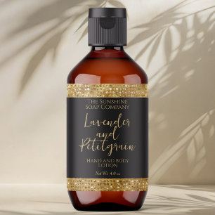 Etiqueta de cosméticos de lujo - Purpurina negro y