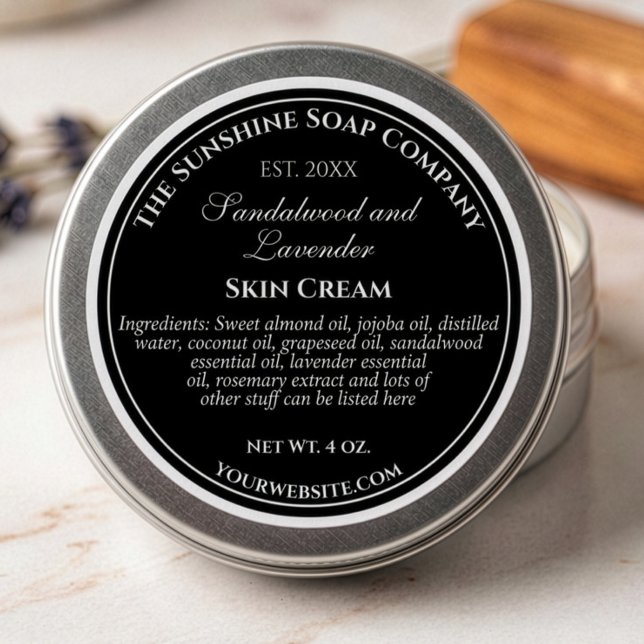 Etiqueta de cosméticos impermeable negra con texto (Subido por el creador)