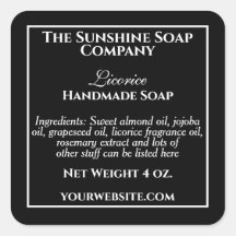 Etiqueta de cosméticos simple negra con texto blan