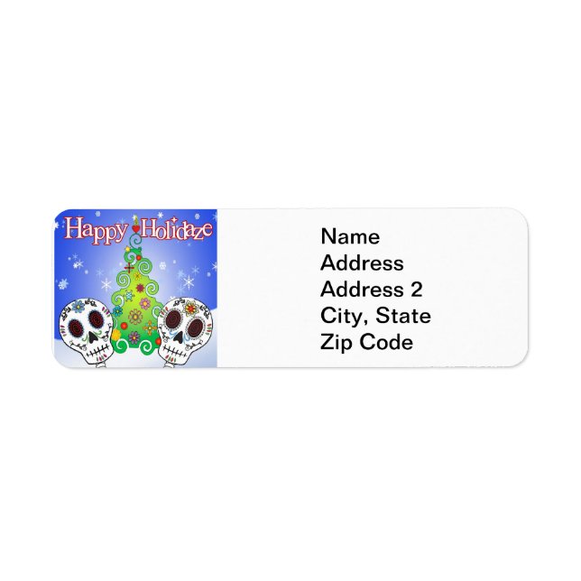 Etiqueta de cráneo de azucar de Holidaze (Frente)