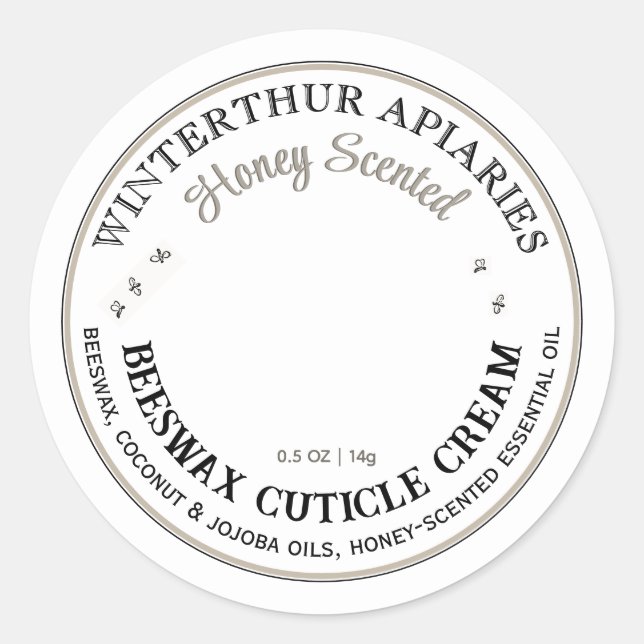 Etiqueta de crema de cutícula de cera de abeja de  (Anverso)