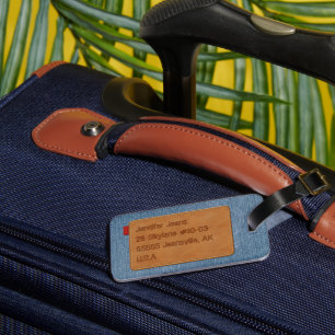 Etiqueta de cuero personalizado Azul Jean Denim