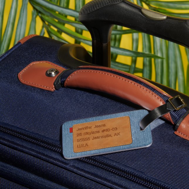 Etiqueta de cuero personalizado Azul Jean Denim (Reverso In Situ 1)