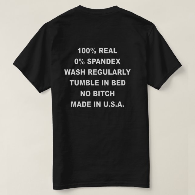 Etiqueta de cuidado para hombres camiseta (Reverso del diseño)