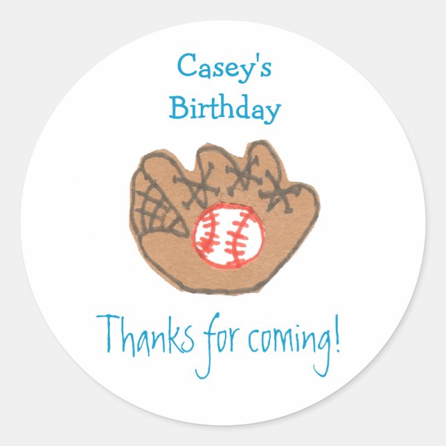 Etiqueta de cumpleaños de béisbol (Anverso)
