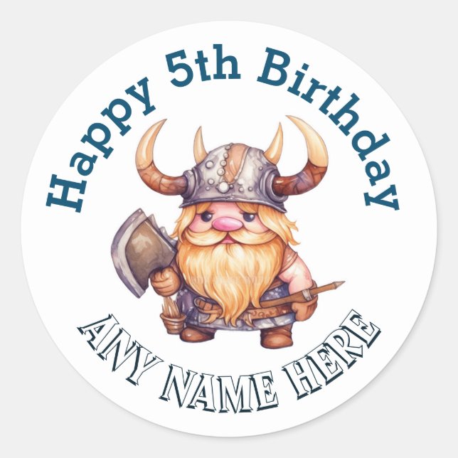 Etiqueta de cumpleaños de Little Viking - Cualquie (Anverso)