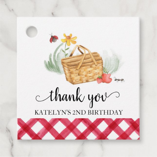 Etiqueta de cumpleaños de Picnic (Anverso)