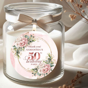 Etiqueta de cumpleaños número 50 de Rosa Dorado co