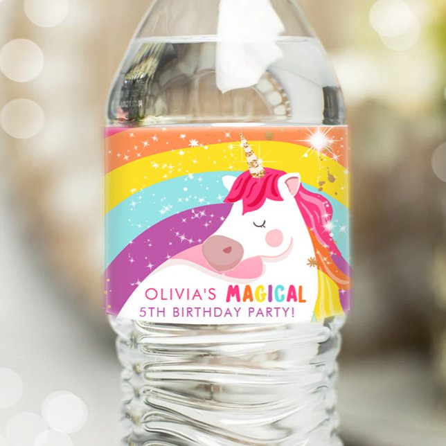Etiqueta de cumpleaños Unicornio Chica mágico arco (Subido por el creador)