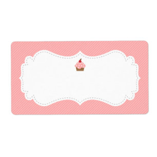 Etiqueta de Cupcake Rosa Dulce y Elegante