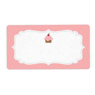 Etiqueta de Cupcake Rosa Dulce y Elegante
