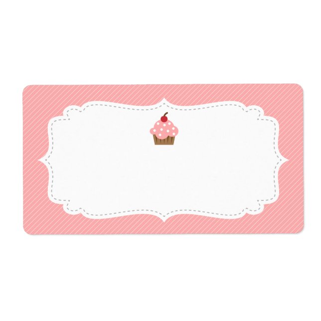 Etiqueta de Cupcake Rosa Dulce y Elegante (Frente)