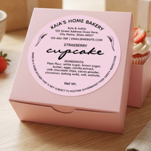 Etiqueta de Cupcake Rosa Empaquetado de Panadería 