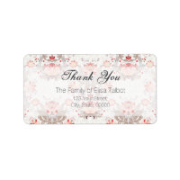 Etiqueta de Damasco de Patrón Floral Vintage