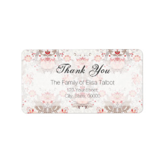Etiqueta de Damasco de Patrón Floral Vintage