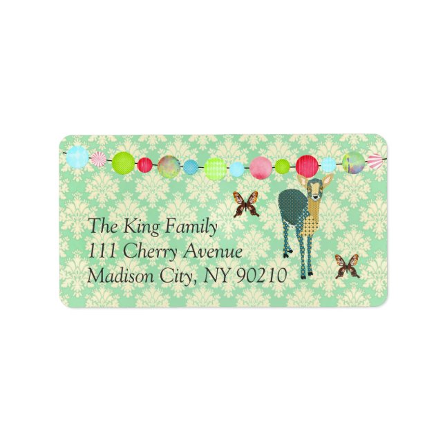 Etiqueta de Damask de Sunshine Fawn Mint Julep (Frente)