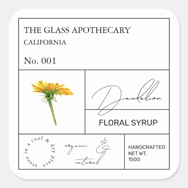 Etiqueta de Dandelion apothecary (Anverso)