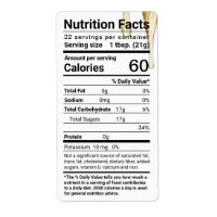 Etiqueta de datos de nutrición de miel