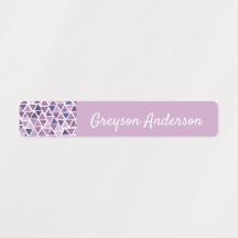 Etiqueta de delgado con confeti geométrico púrpura