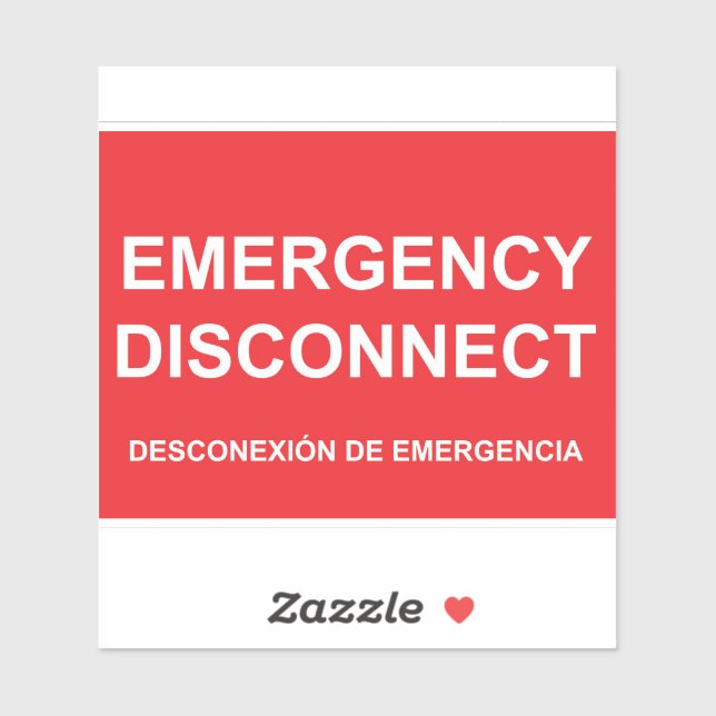 Etiqueta de desconexión de emergencia con subtítul (Hoja)