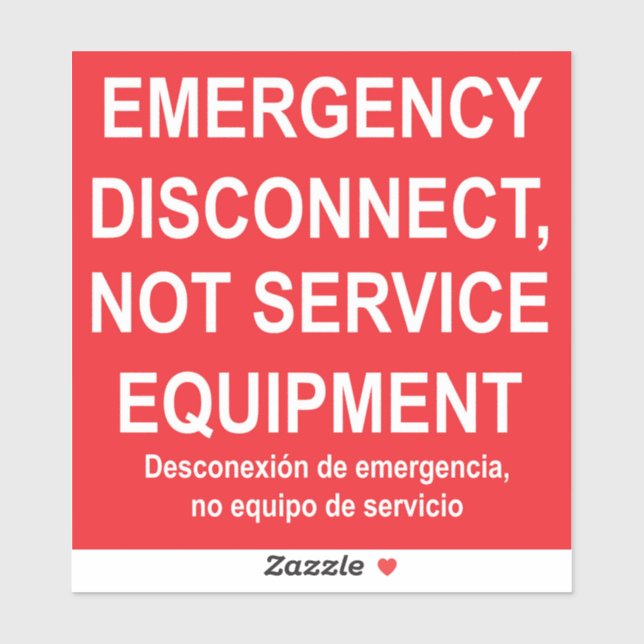 Etiqueta de desconexión de emergencia con subtítul (Hoja)
