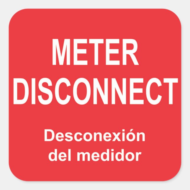 Etiqueta de desconexión del medidor con subtítulo  (Anverso)