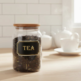 Etiqueta de despensa elegante vintage negro y dora