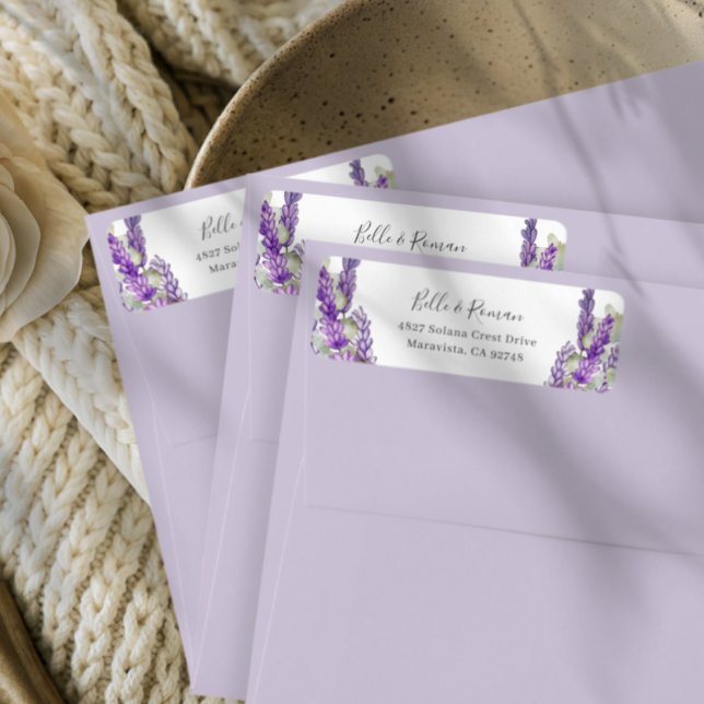 Etiqueta de devolución de boda Boho Purple Lavende (Subido por el creador)