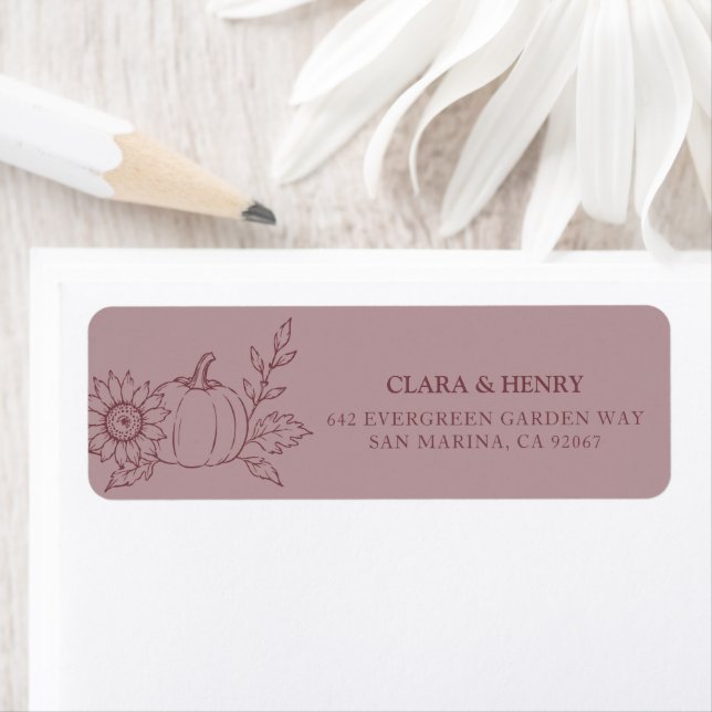 Etiqueta de devolución de boda de girasol y calaba (In situ)
