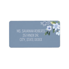 Etiqueta de devolución de boda floral azul acuarel