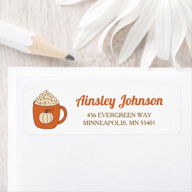 Etiqueta de devolución de Cute Pumpkin Spice Latte (In situ)