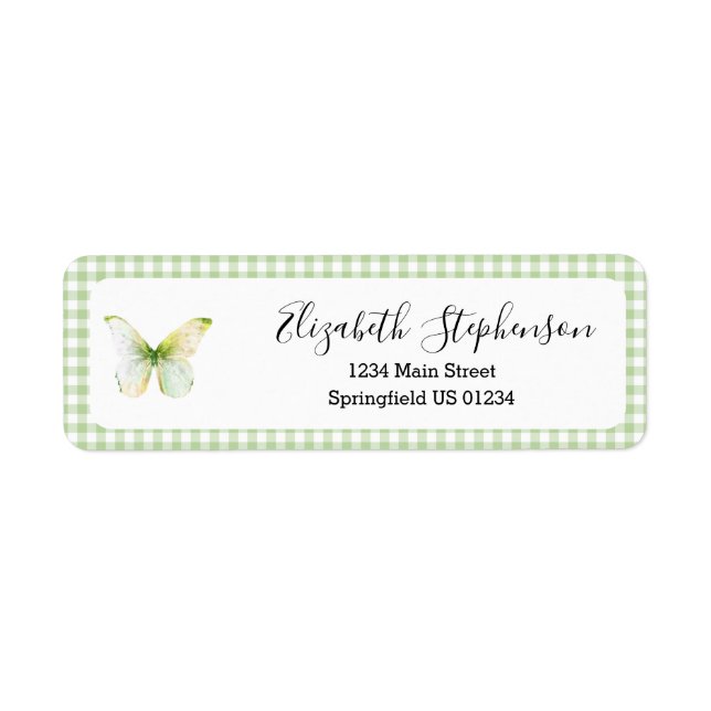 Etiqueta de devolución de dirección de Mariposa Pe (Frente)