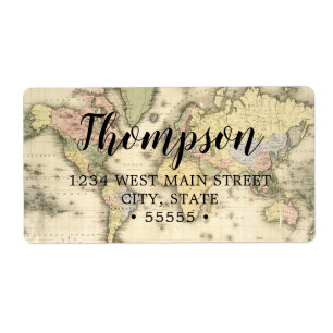 Etiqueta de devolución de mapa del mundo de la co