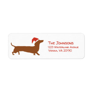 Etiqueta de devolución del dachshund de Santa