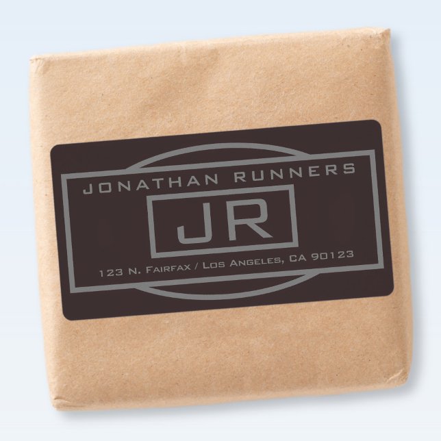 Etiqueta de devolución Geométrica Marrón Oscuro y  (Subido por el creador)