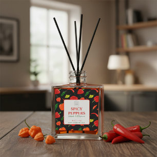 Etiqueta de difusor de cañas de pimientos picantes