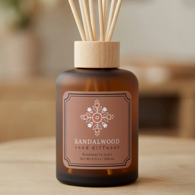 Etiqueta de difusor de cañas de sándalo boho perso (Subido por el creador)
