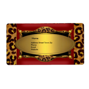 Etiqueta de dirección 2 Red Leopard Black Gold Lab
