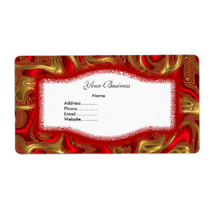 Etiqueta de dirección abstracta rojo dorado