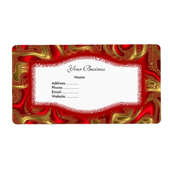 Etiqueta de dirección abstracta rojo dorado (Frente)