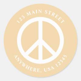 Etiqueta de dirección amarilla de signo de paz ret