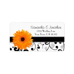 Etiqueta de dirección anaranjada de la voluta del