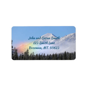 Etiqueta de dirección arco iris de nieve en las m