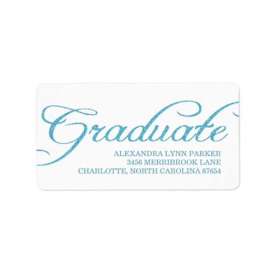 Etiqueta de dirección azul de la graduación del