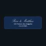Etiqueta de dirección azul de la marina<br><div class="desc">diseño de texto personalizado</div>