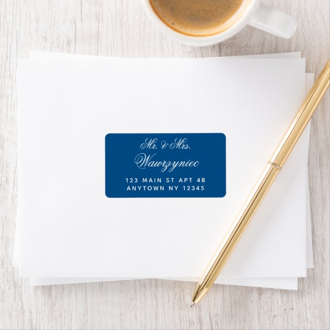 Etiqueta de dirección azul de pareja personalizada (In situ)
