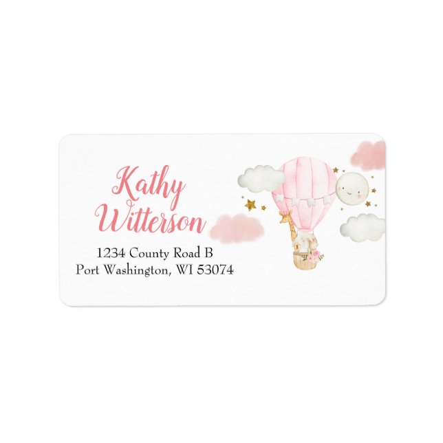 Etiqueta de dirección Baby Shower Animales de glob (Frente)