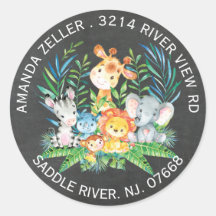 Etiqueta de dirección Baby Shower de animal de la 