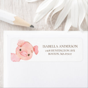 Etiqueta de dirección Baby Shower de cerdo de gran