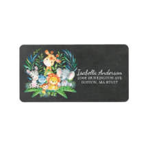 Etiqueta de dirección Baby Shower de la selva Safa